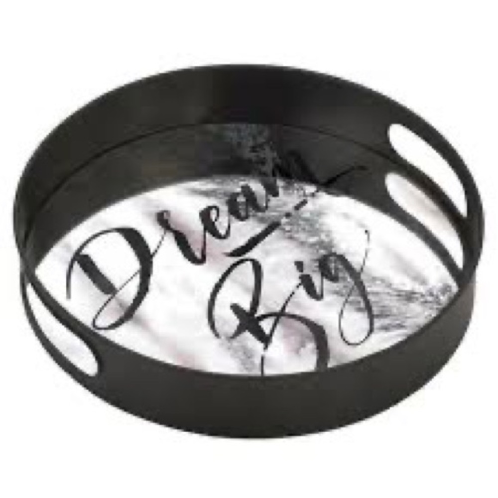 Large Round Mirror Tray “Dream Big” NWT